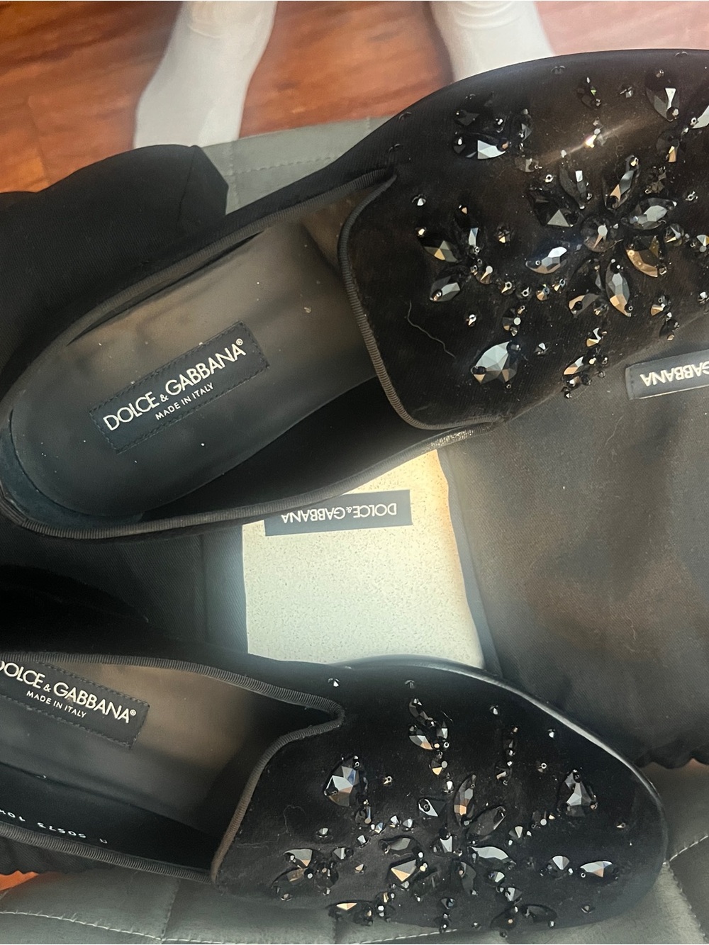 Dolce & Gabbana Black Crystal Embellished men’s Loafers